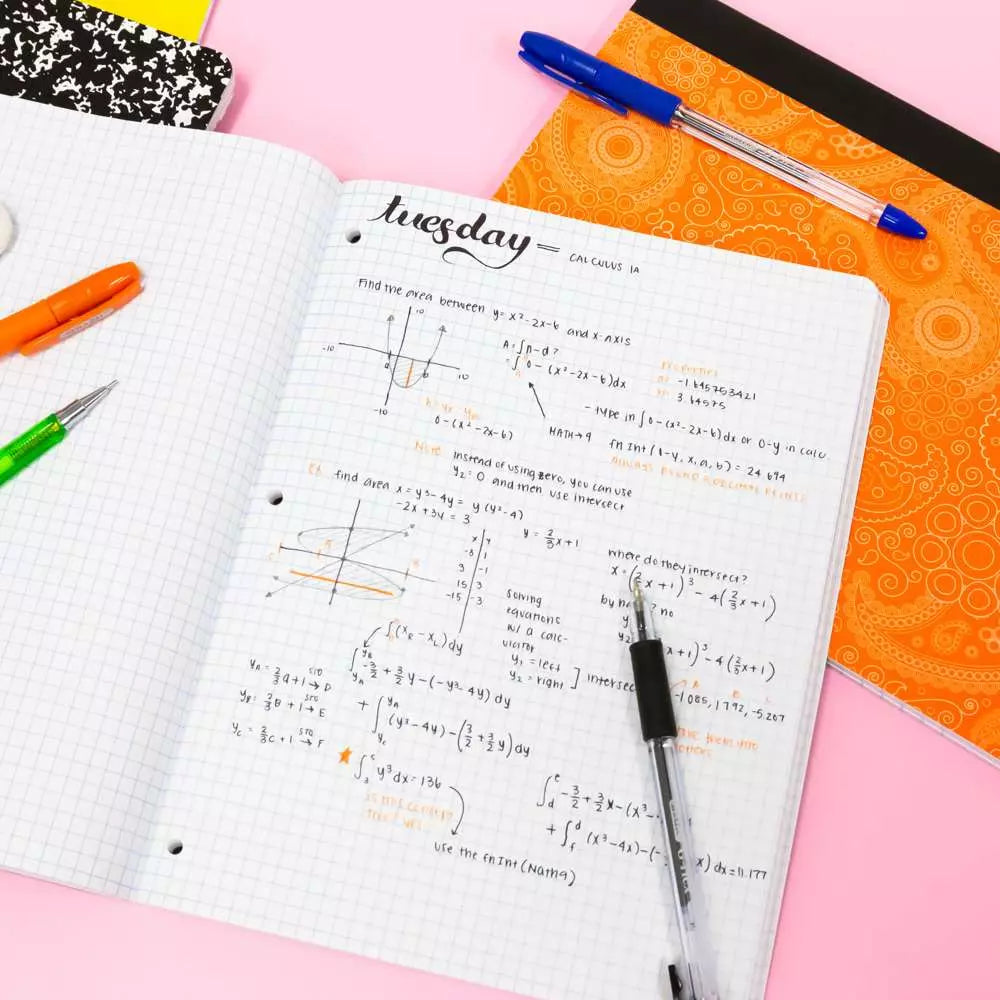 Quad Ruled Notebooks 8.5 X 11 Pack of 4 Assorted Colors 80 Sheets Each